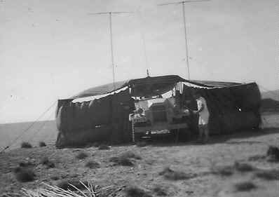Armoured car tent in the desert.