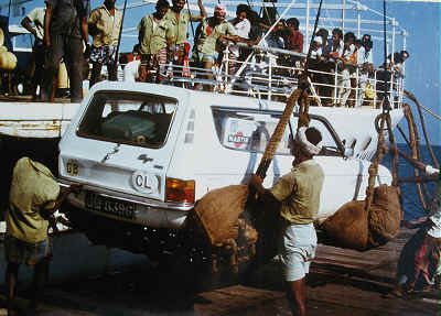 Loading the car on the ferry to India at Talaimannar, Sri Lanka